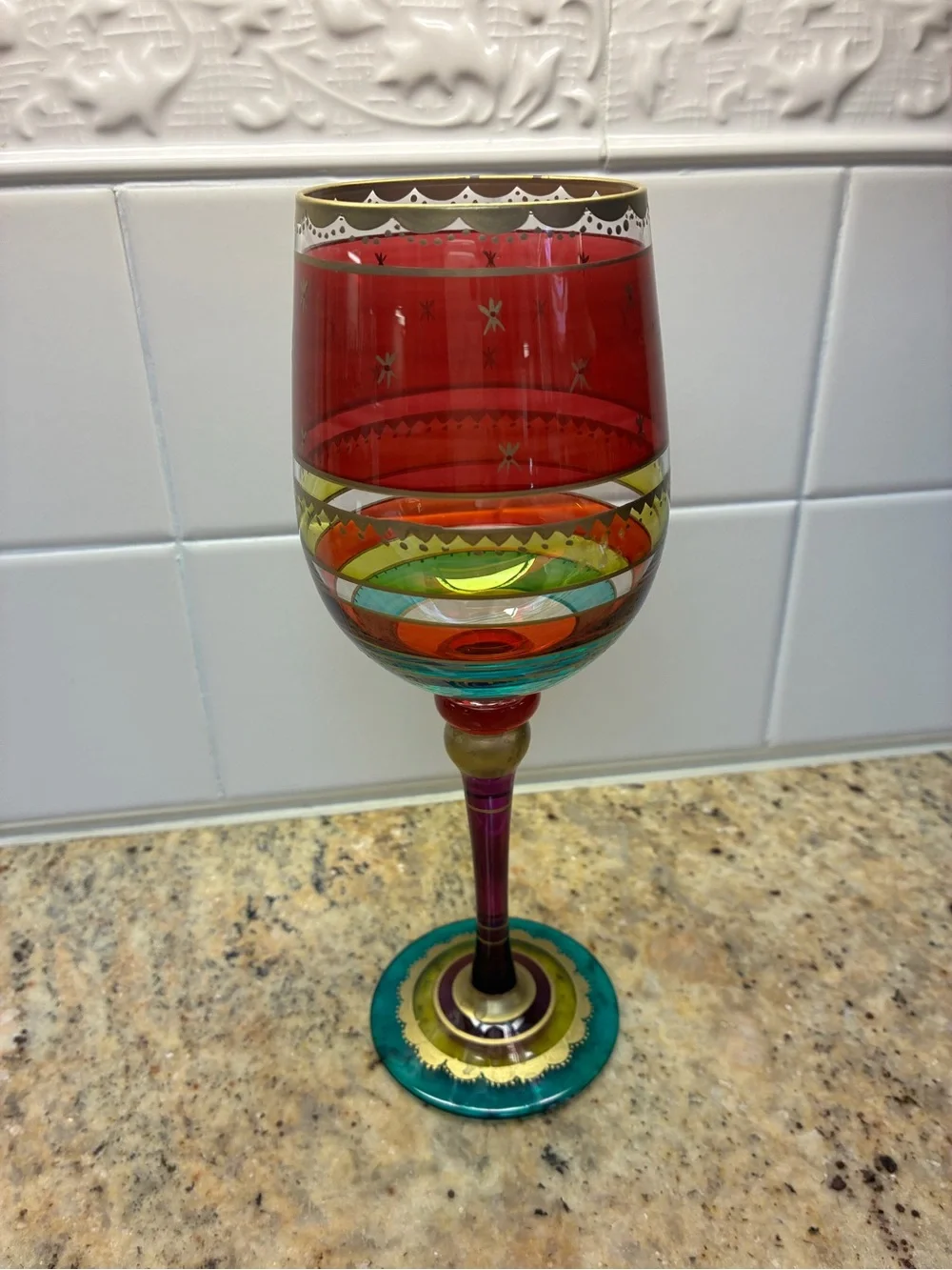 Pier 1 “Festive Stripe” Wine Glass